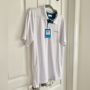 **NWT** white Columbia collared polo shirt, size large